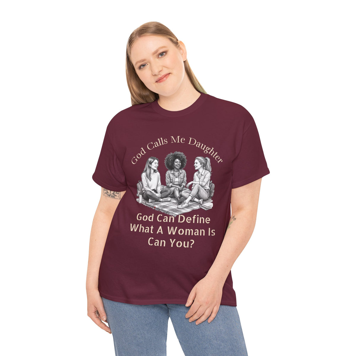 God Calls Me Daughter T-Shirt — "God Can Define What A Woman Is, Can You?" Biblical anti-woke Christian Tee