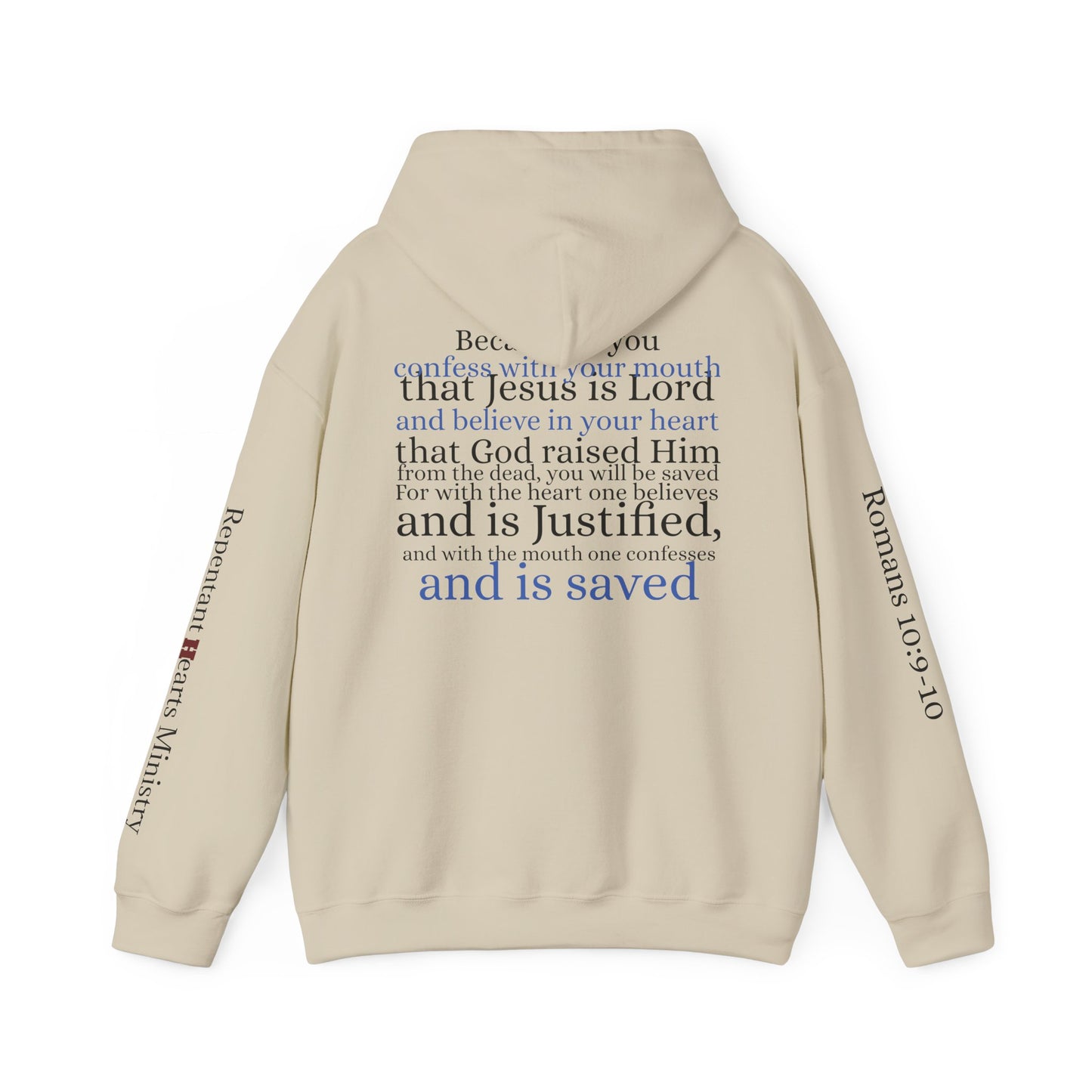 Forgiveness Hoodie (Romans 10:9-10)— Christian Scripture Faith Pullover