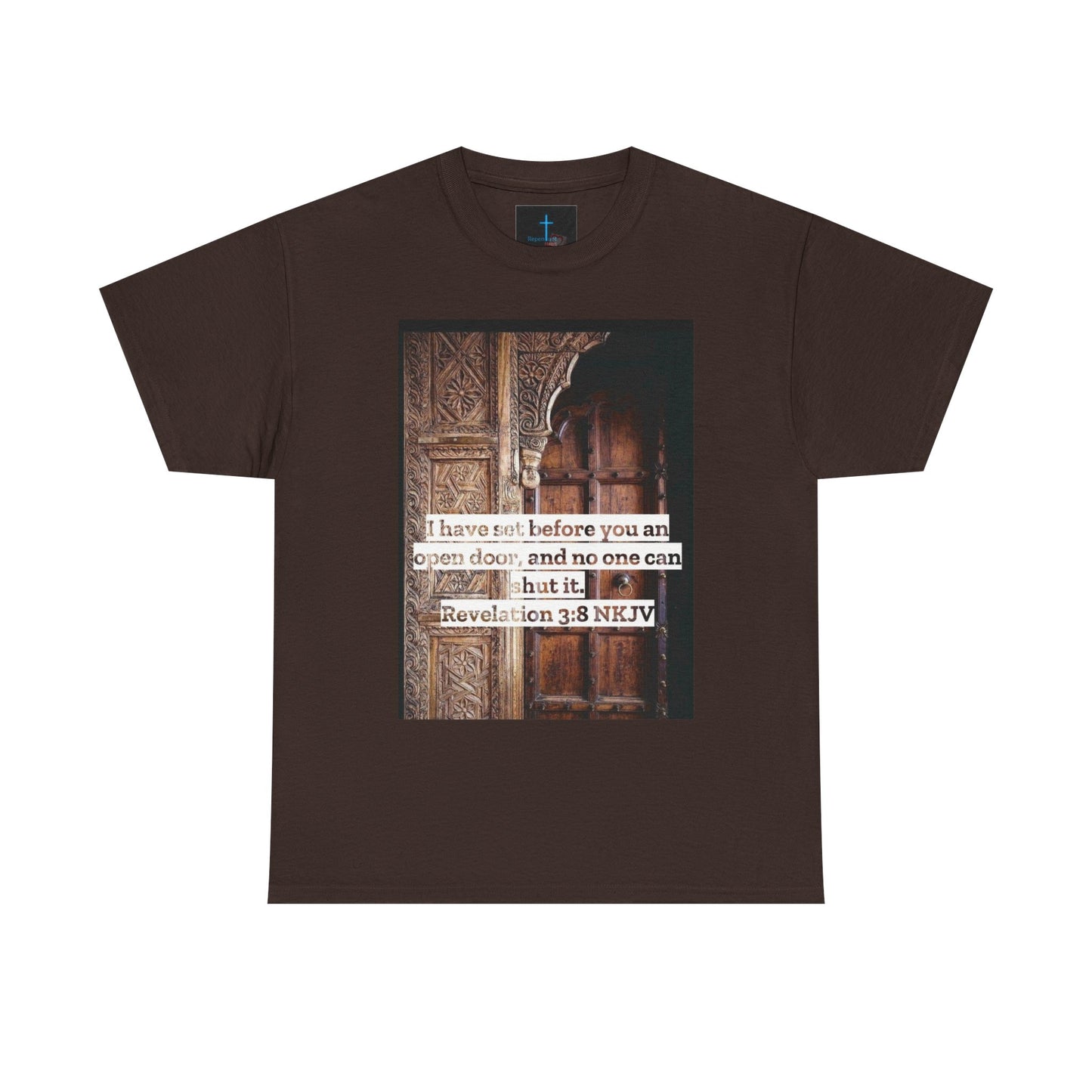 Open Door Unisex Heavy Cotton Tee - Biblical Revelation 3:8 NKJV Design