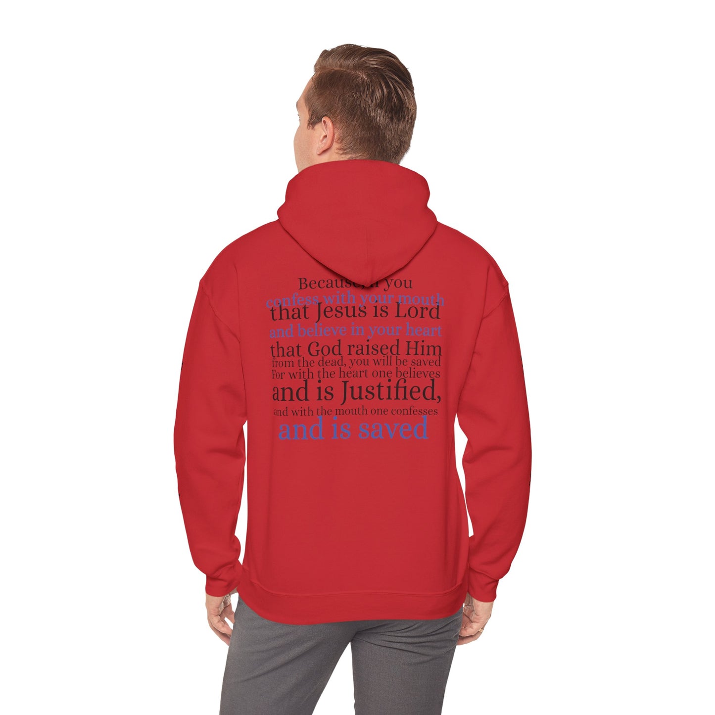 Forgiveness Hoodie (Romans 10:9-10)— Christian Scripture Faith Pullover
