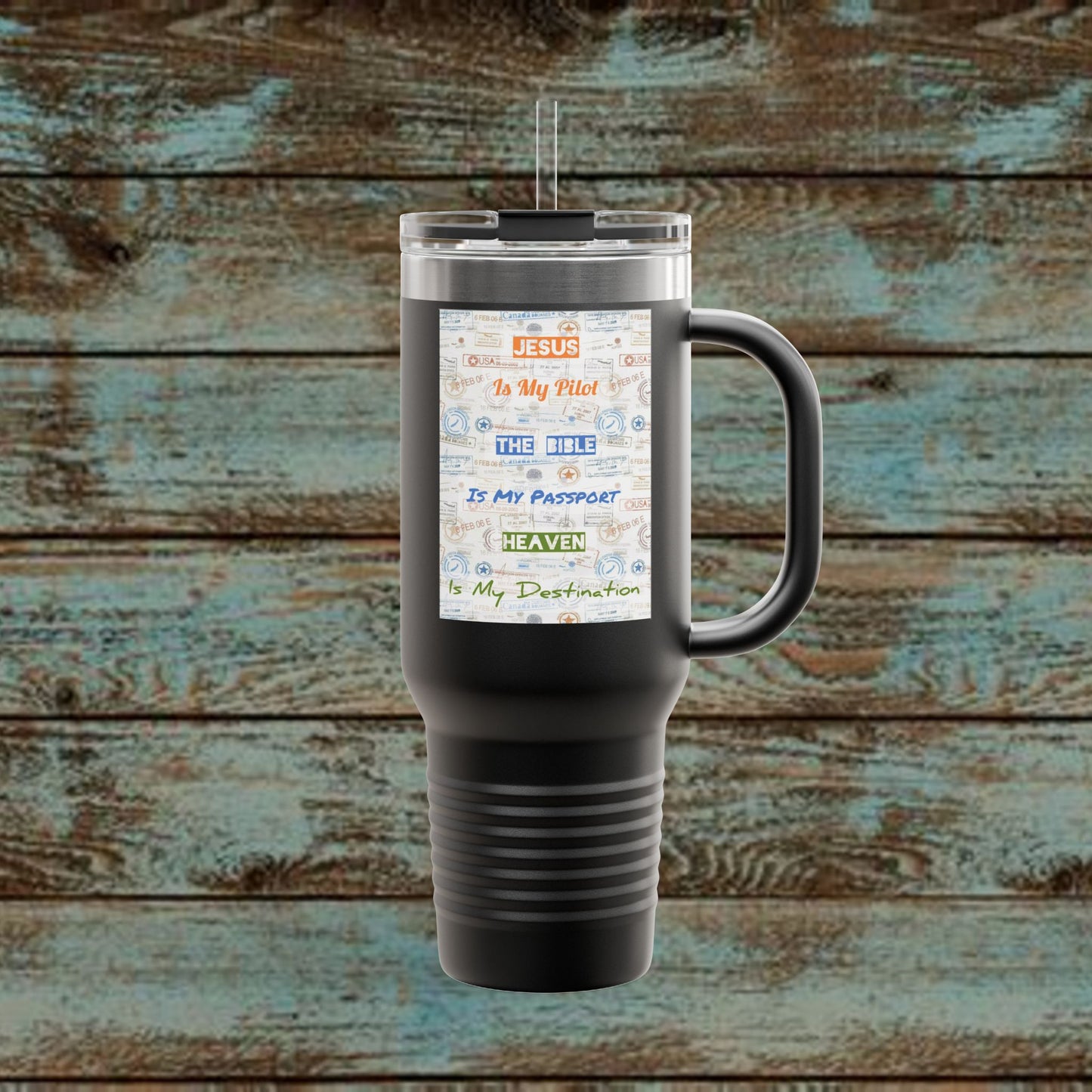 Faith Based Insulated Travel Mug – 40oz | Jesus is My Pilot Design | Perfect for Travelers & Pilots