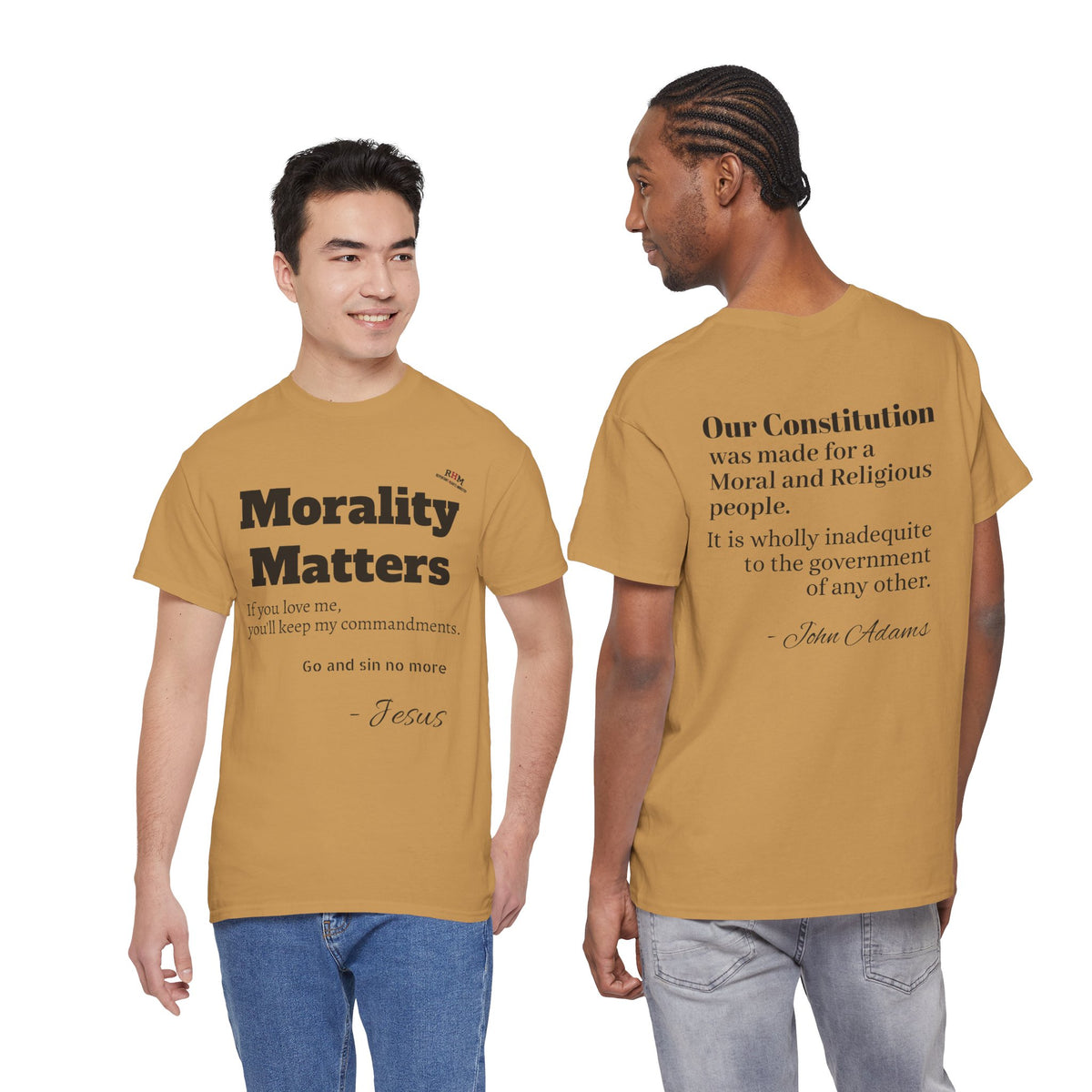 Morality Matters- Bible Scripture and John Adam's quote Unisex Heavy Cotton Tee