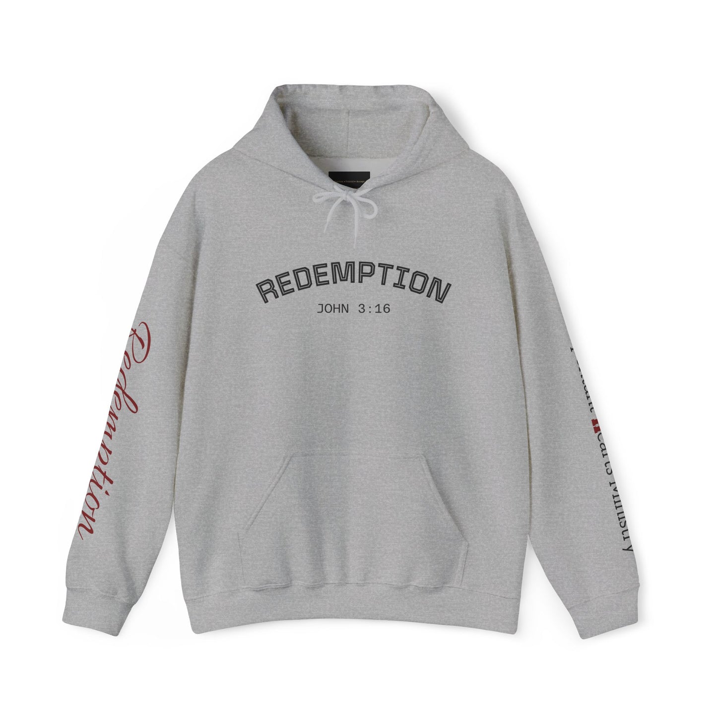 Redemption John 3:16 Hoodie — RHM Pullover with Scripture Back Print
