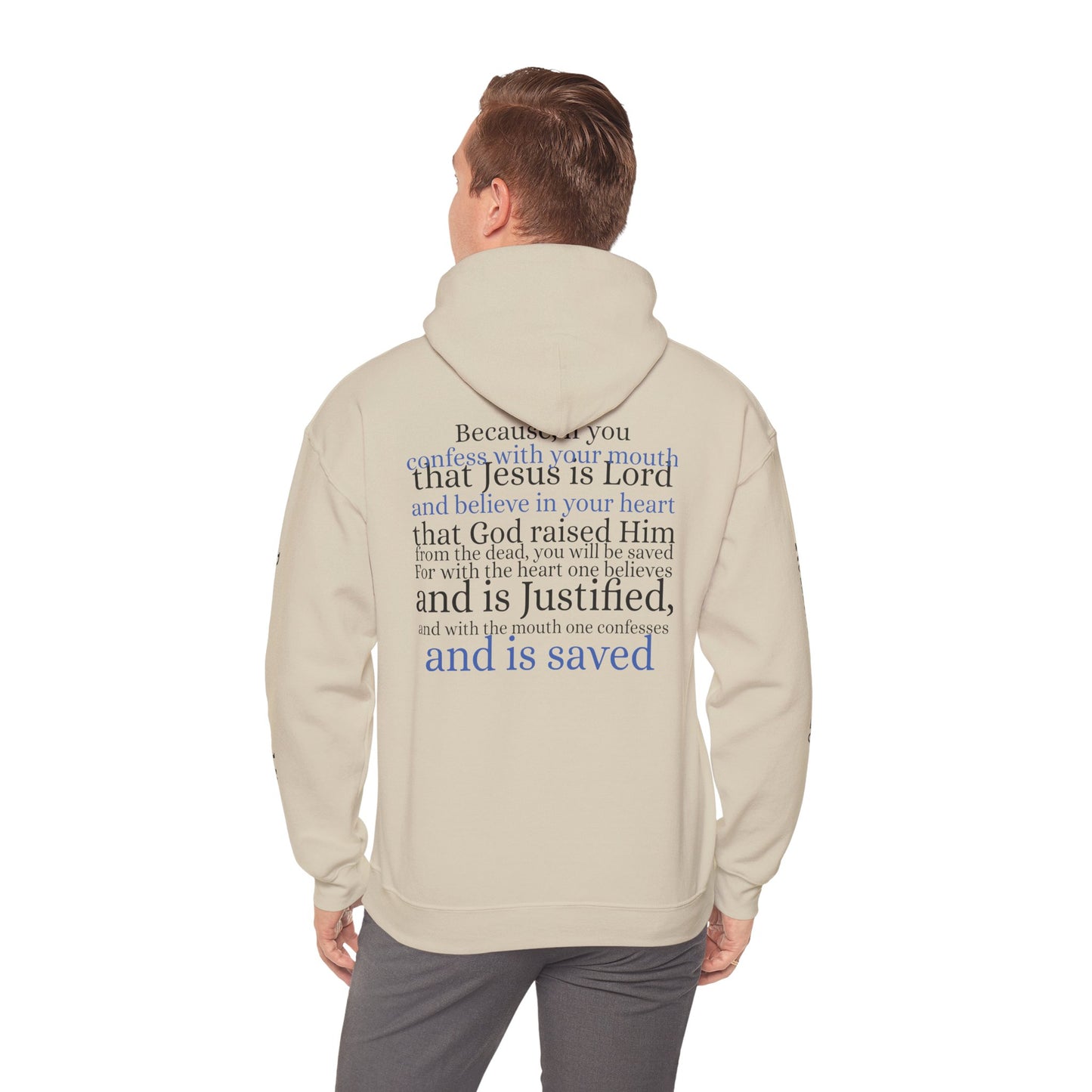 Forgiveness Hoodie (Romans 10:9-10)— Christian Scripture Faith Pullover