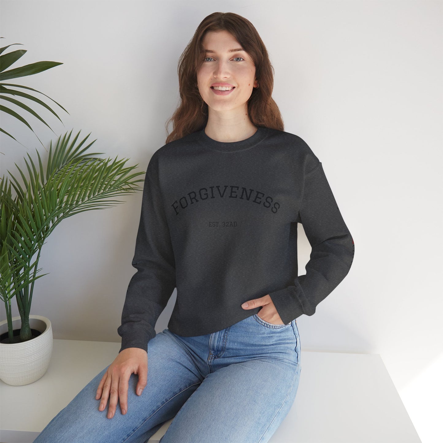 Forgiveness Crewneck Sweatshirt (Romans 10:9) — Christian Faith Verse Pullover