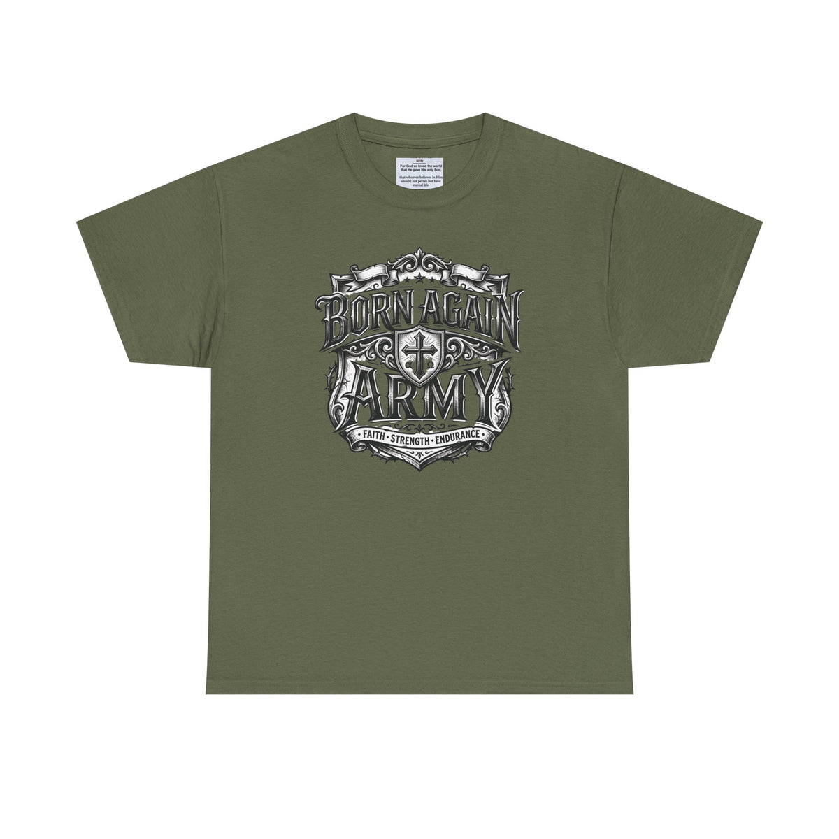 Born Again Army T-Shirt — Christian Faith Graphic Tee (1 Peter 1:23)