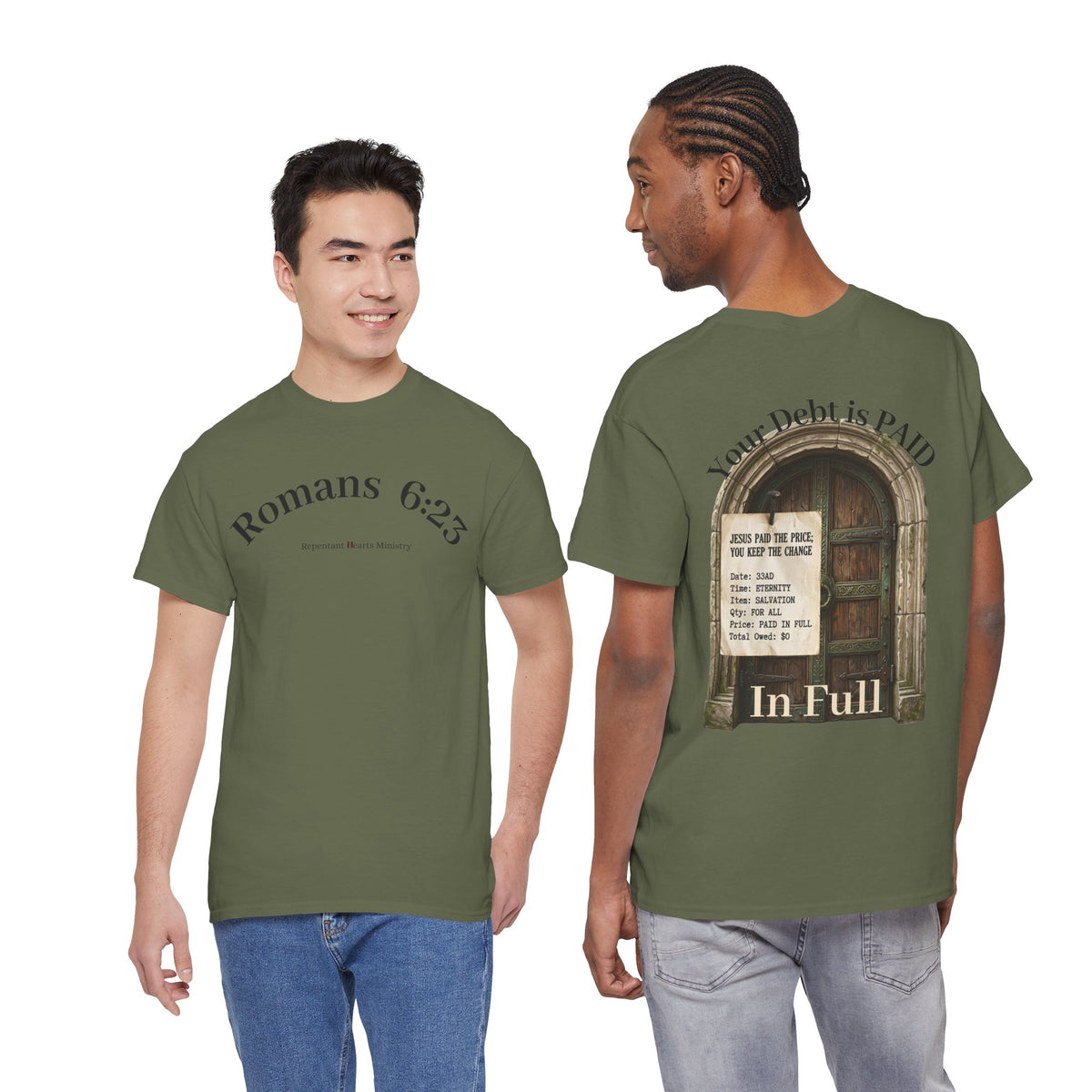Your Debt Is Paid Romans 6:23 Inspirational- Christian Cross T-Shirt