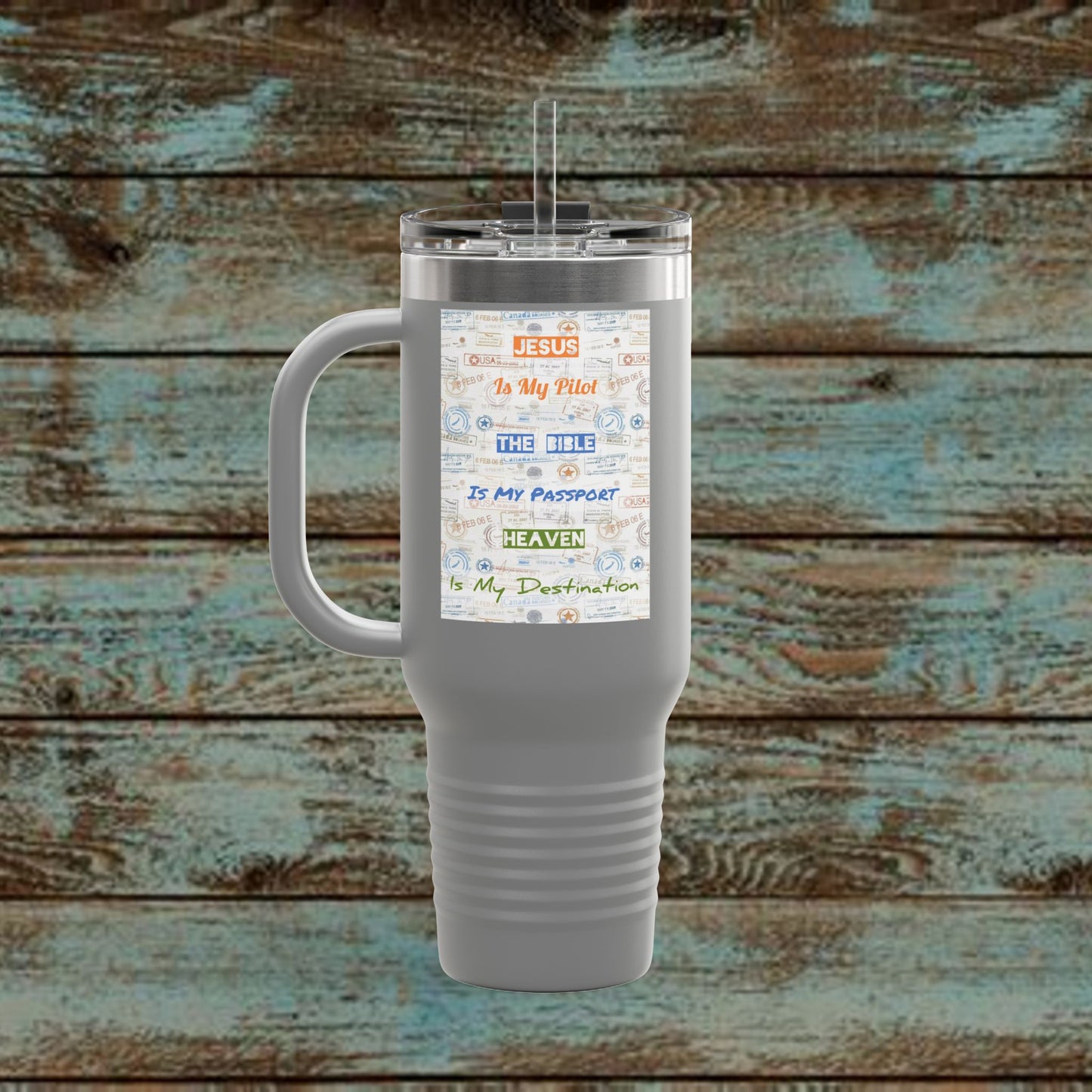 Faith Based Insulated Travel Mug – 40oz | Jesus is My Pilot Design | Perfect for Travelers & Pilots