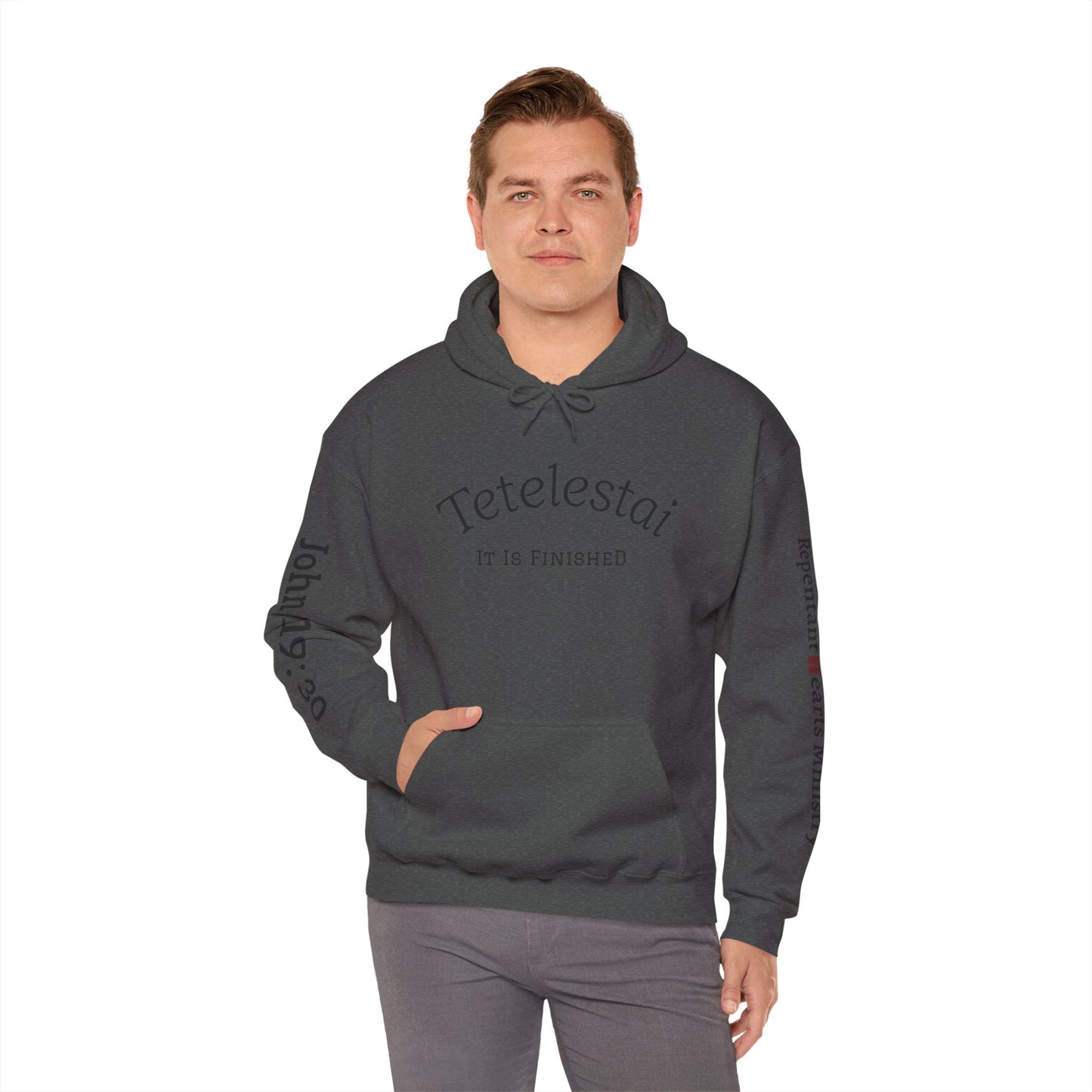 "Tetelestai" -It Is Finished- John 19:30 Hoodie — Christian Scripture Sweatshirt