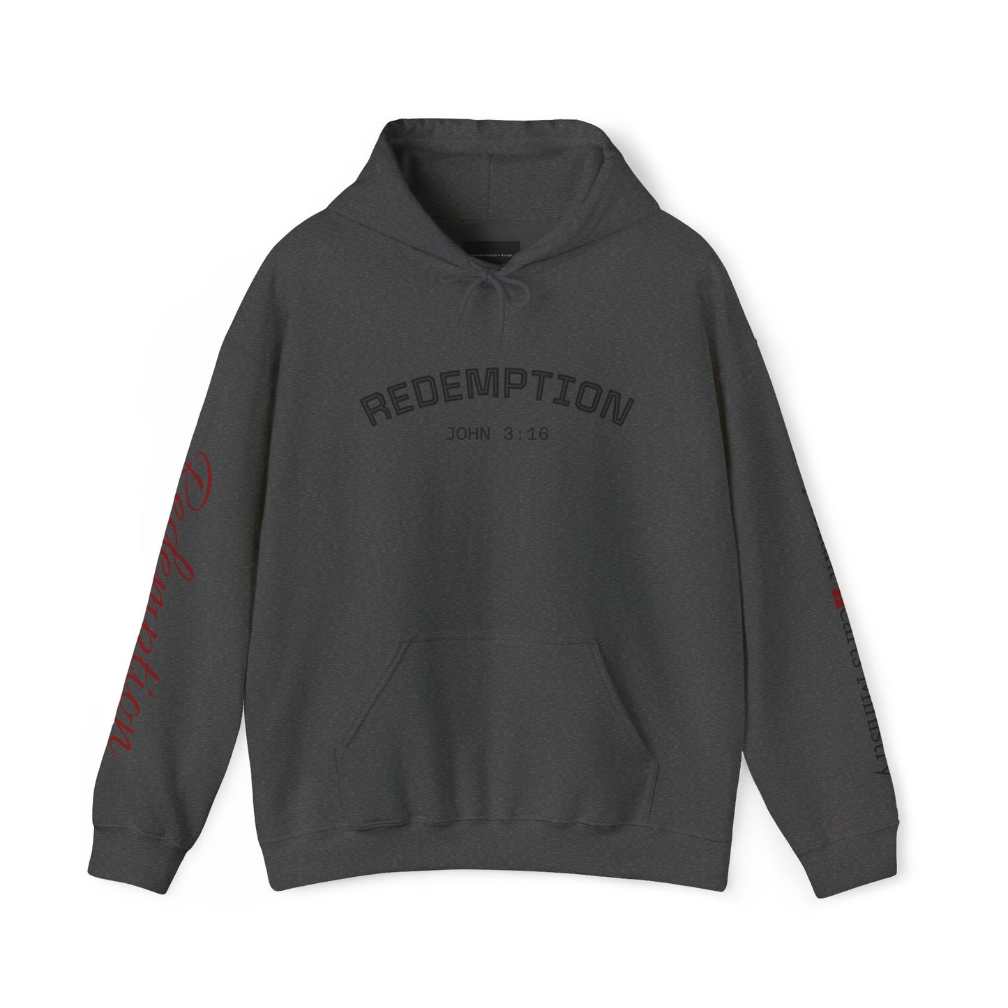 Redemption John 3:16 Hoodie — RHM Pullover with Scripture Back Print
