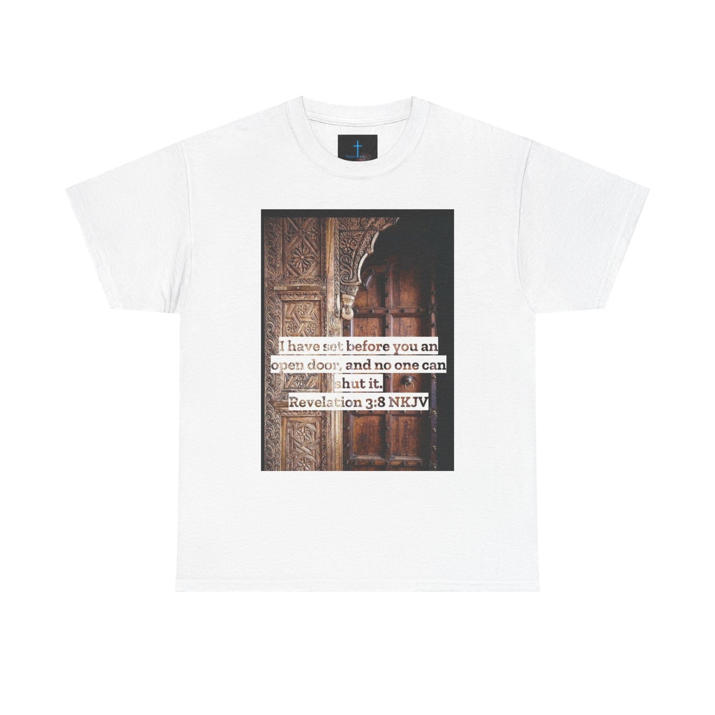 Open Door Unisex Heavy Cotton Tee - Biblical Revelation 3:8 NKJV Design