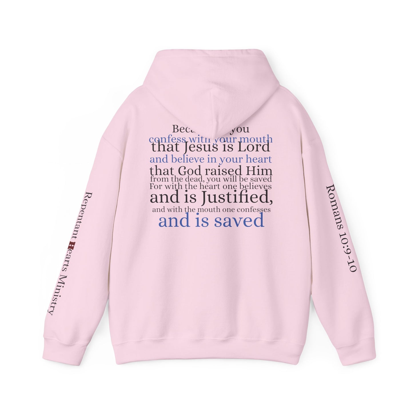 Forgiveness Hoodie (Romans 10:9-10)— Christian Scripture Faith Pullover