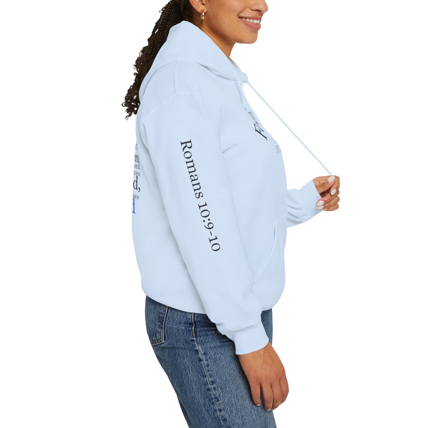 Forgiveness Hoodie (Romans 10:9-10)— Christian Scripture Faith Pullover
