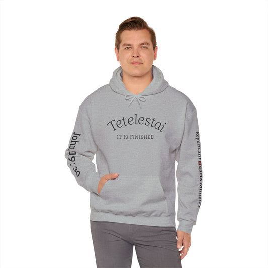 "Tetelestai" -It Is Finished- John 19:30 Hoodie — Christian Scripture Sweatshirt
