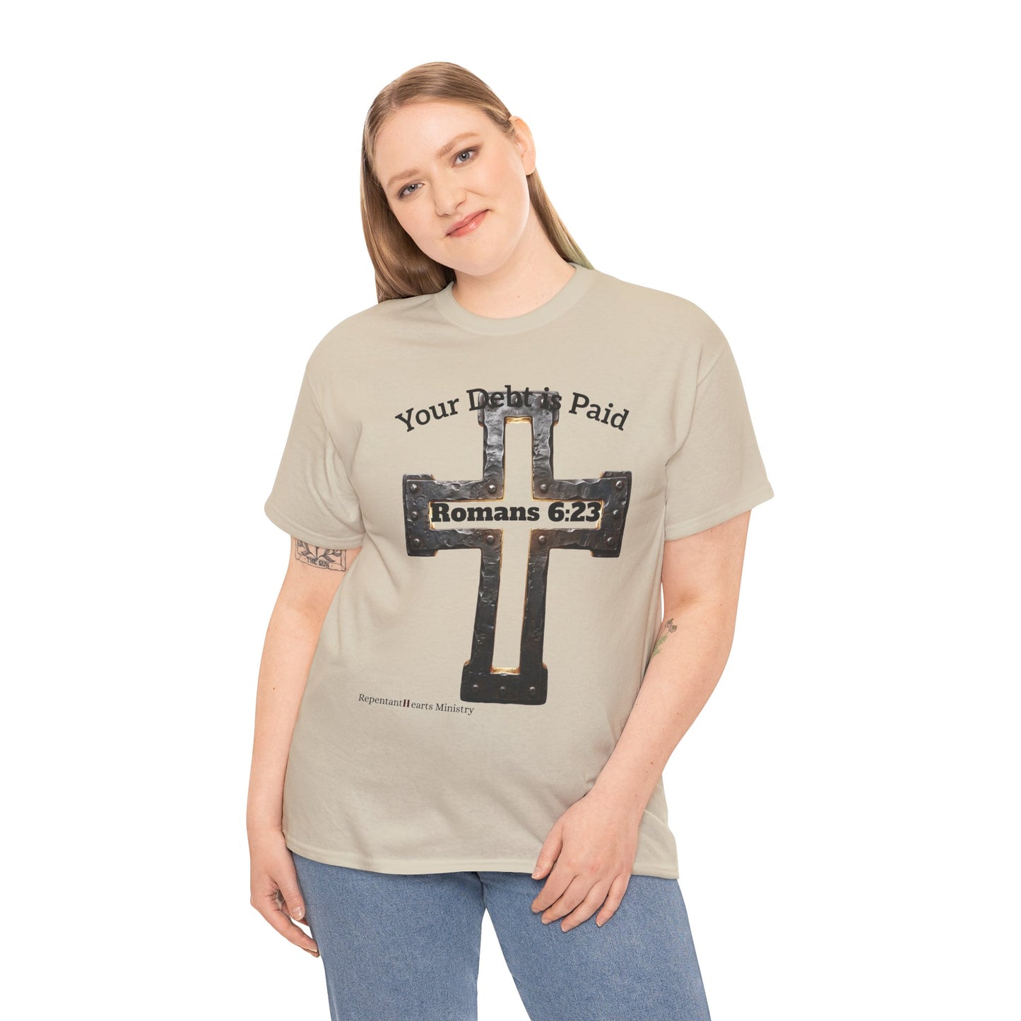Your Debt Is Paid Romans 6:23 Inspirational- Christian Cross T-Shirt