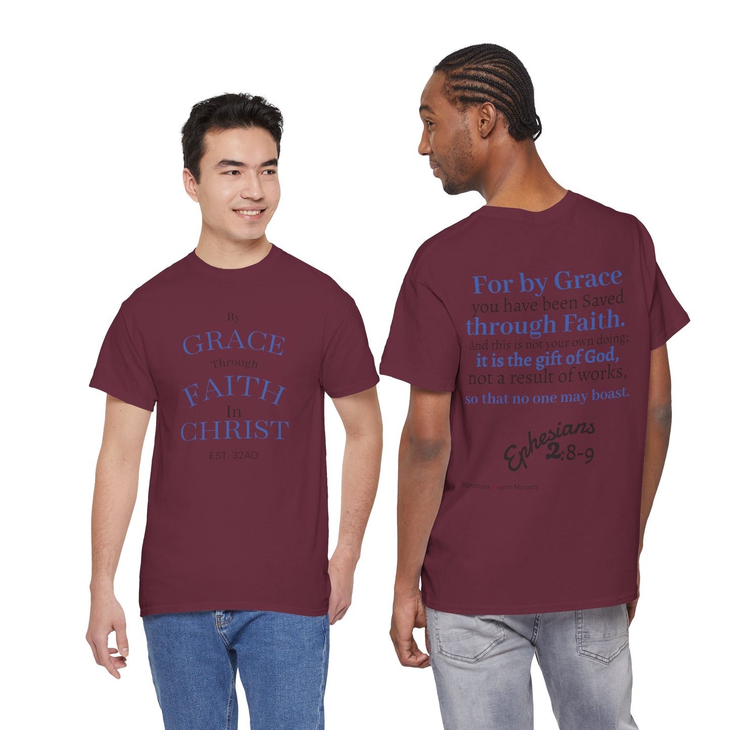 Ephesians 2:8-9 T-Shirt — "By Grace Through Faith in Christ" Christian Tee