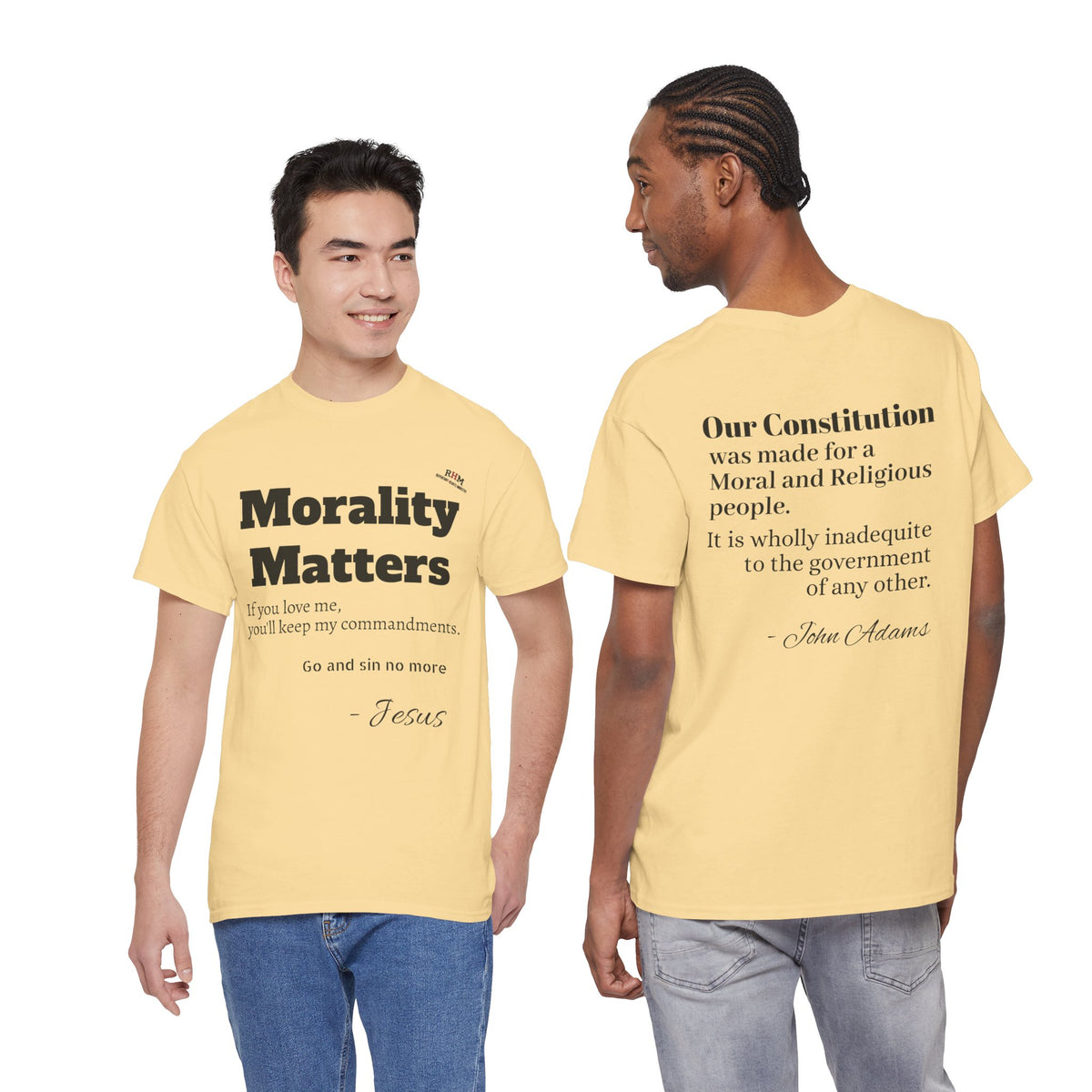 Morality Matters- Bible Scripture and John Adam's quote Unisex Heavy Cotton Tee