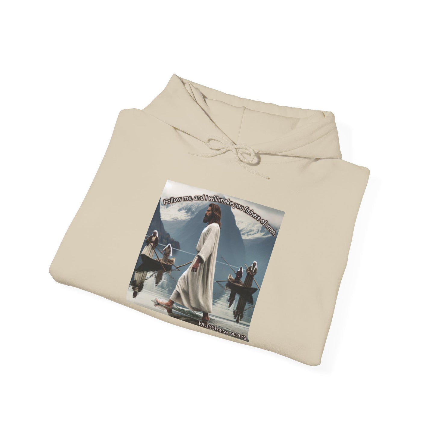 Matt 4:19 - Jesus Image- Unisex Heavy Blend™ Hooded Sweatshirt - Scriptural Mountain Design