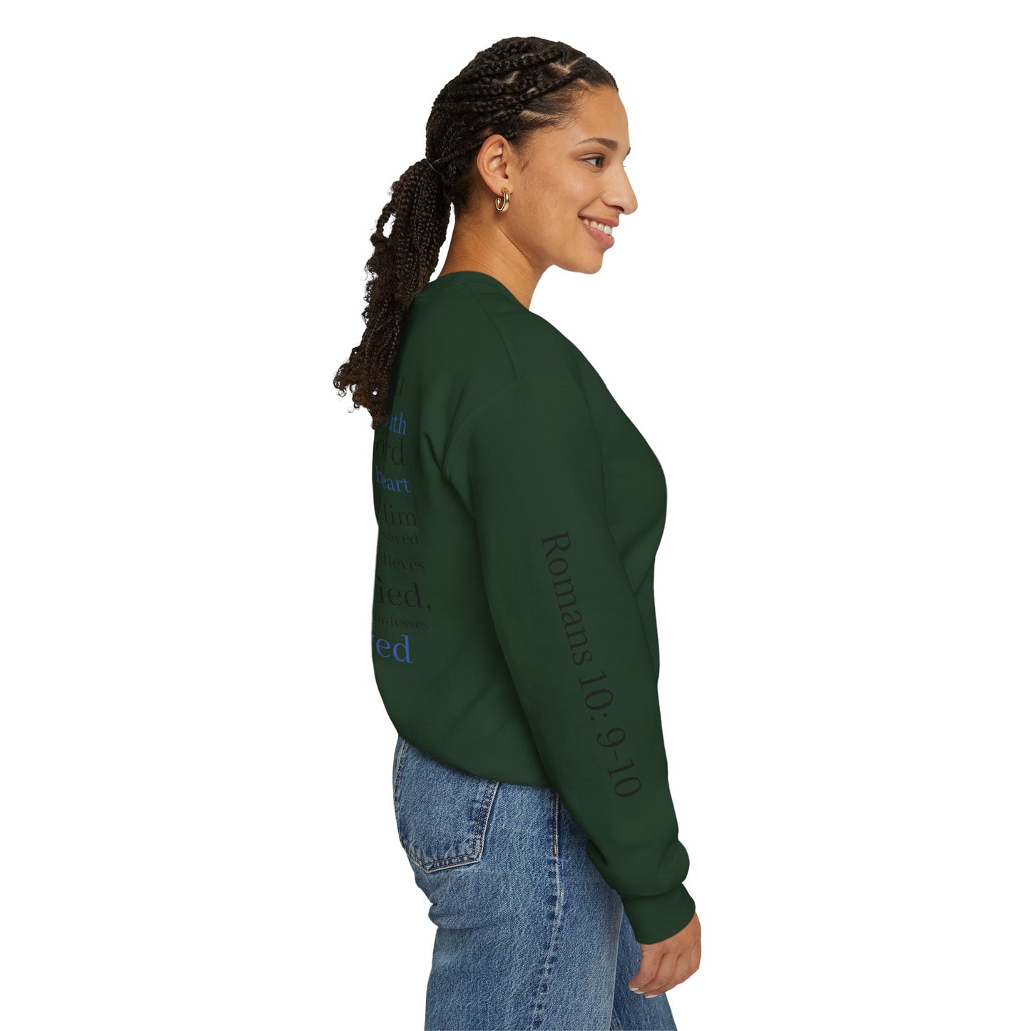 Forgiveness Crewneck Sweatshirt (Romans 10:9) — Christian Faith Verse Pullover