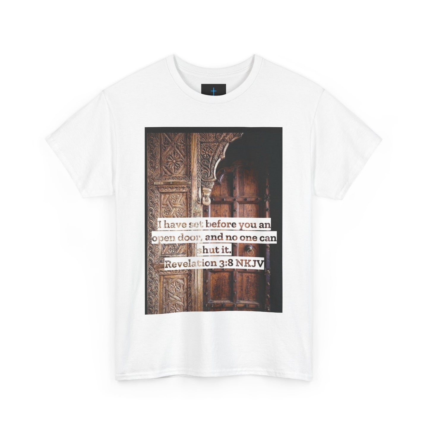 Open Door Unisex Heavy Cotton Tee - Biblical Revelation 3:8 NKJV Design