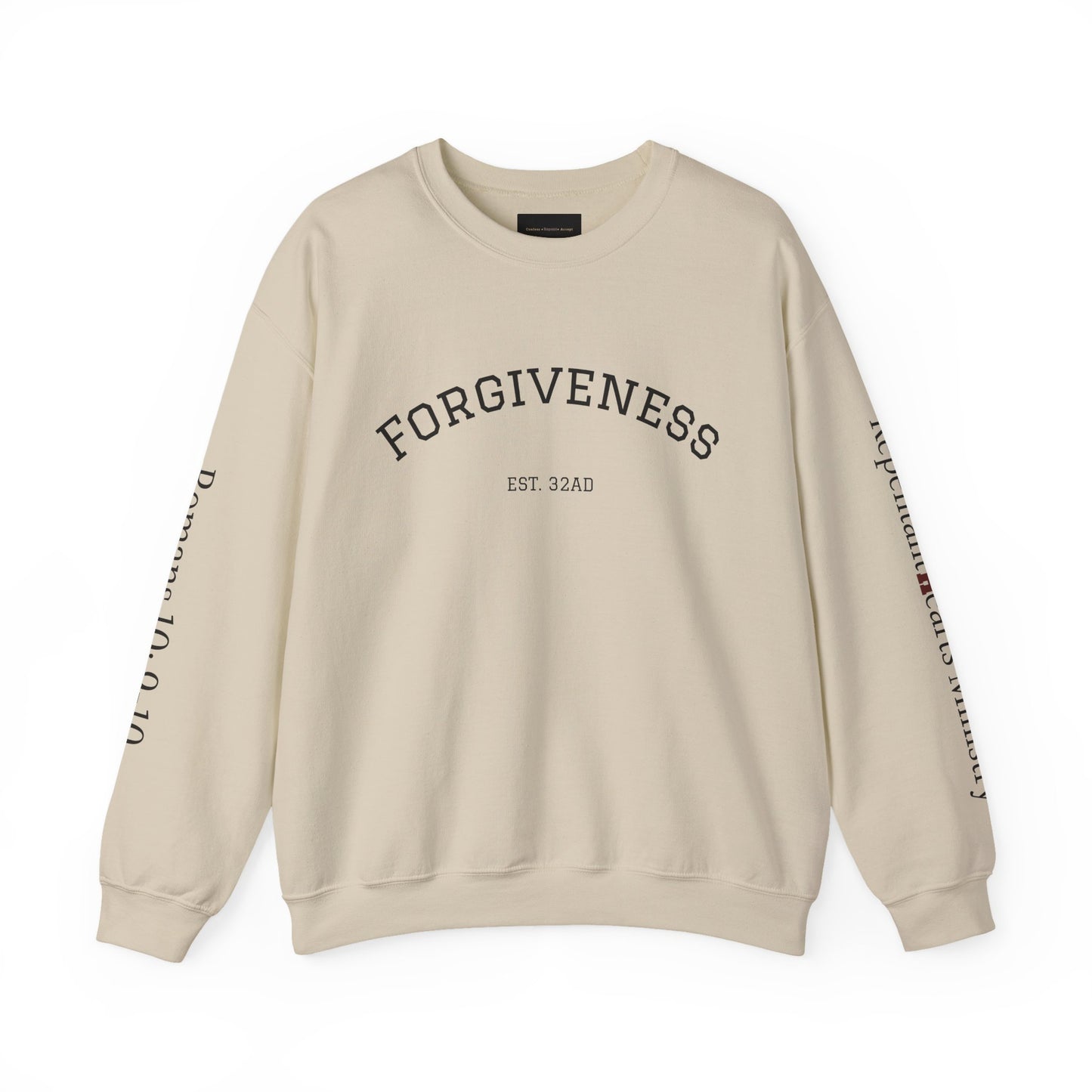 Forgiveness Crewneck Sweatshirt (Romans 10:9) — Christian Faith Verse Pullover