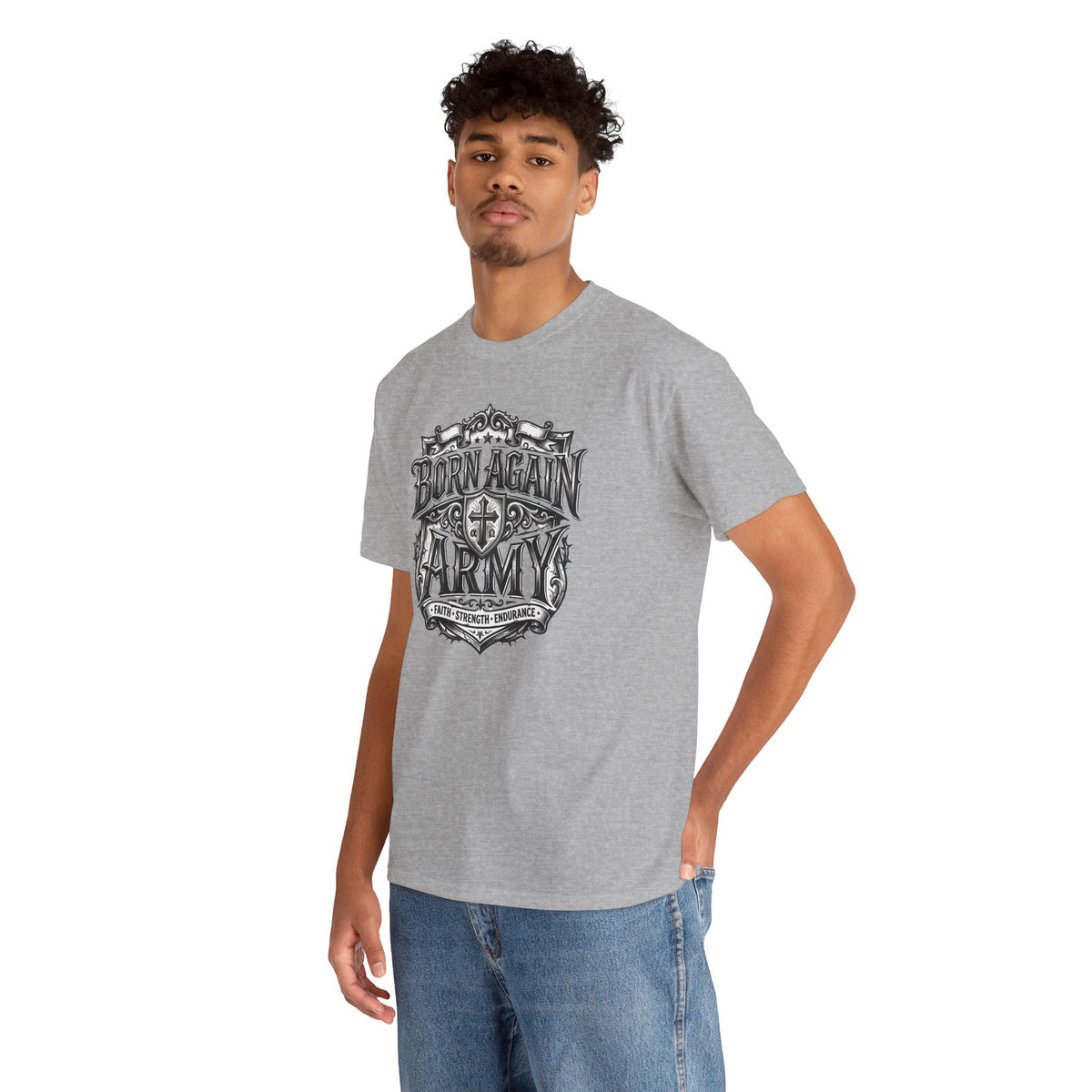 Born Again Army T-Shirt — Christian Faith Graphic Tee (1 Peter 1:23)