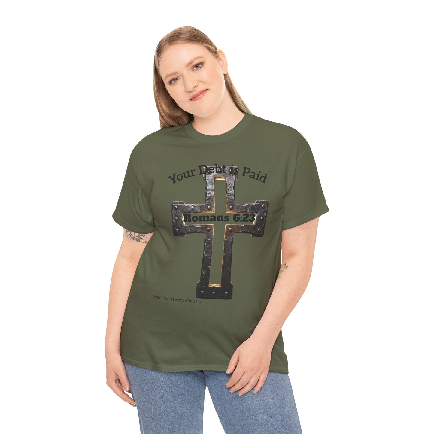 Your Debt Is Paid Romans 6:23 Inspirational- Christian Cross T-Shirt