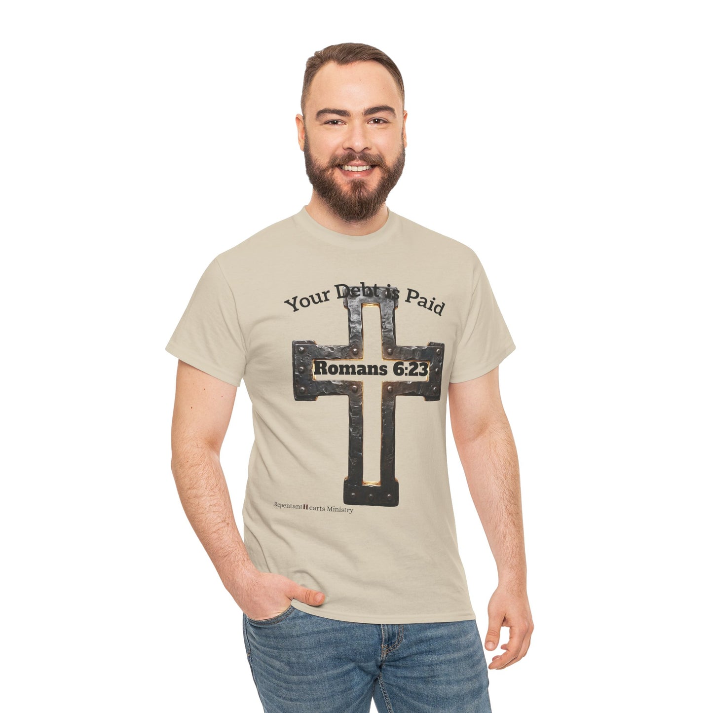 Your Debt Is Paid Romans 6:23 Inspirational- Christian Cross T-Shirt