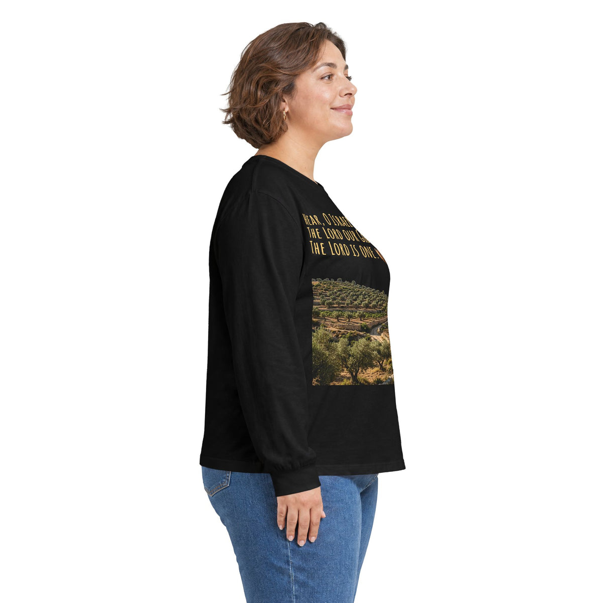 Shema Prayer: Hear, O Israel Long Sleeve T-shirt — Blowing the shofar