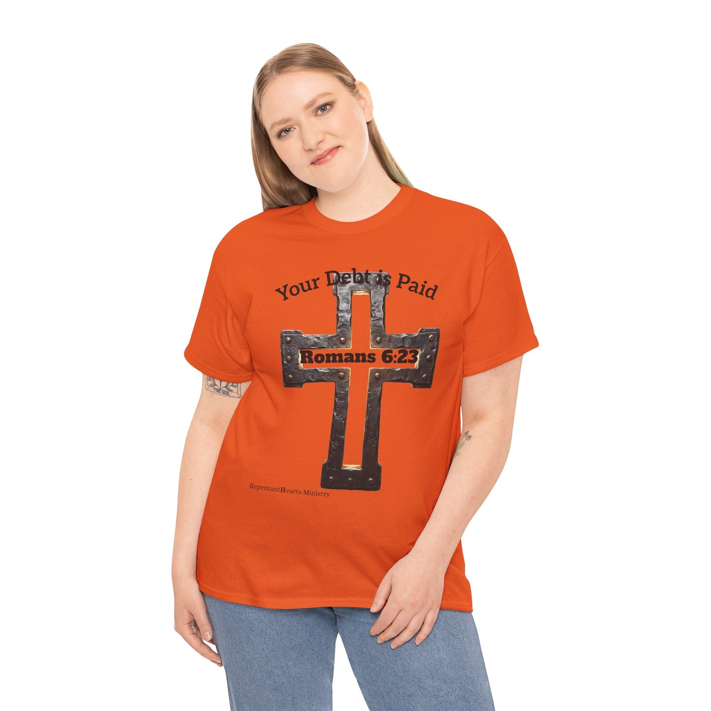 Your Debt Is Paid Romans 6:23 Inspirational- Christian Cross T-Shirt