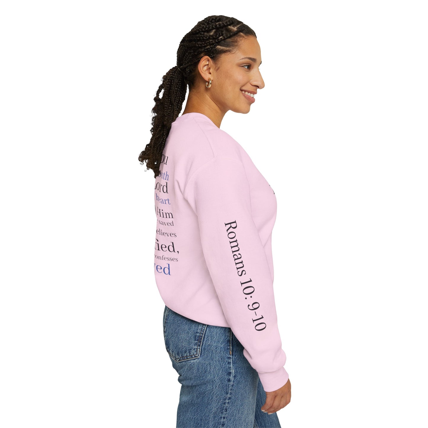 Forgiveness Crewneck Sweatshirt (Romans 10:9) — Christian Faith Verse Pullover