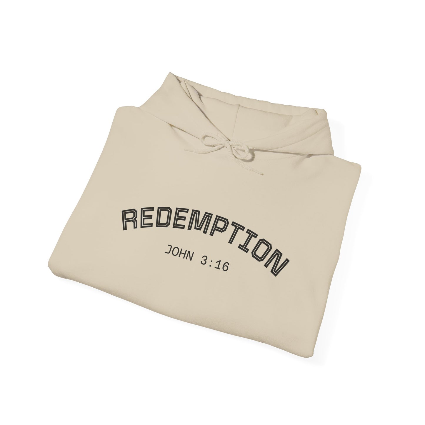 Redemption John 3:16 Hoodie — RHM Pullover with Scripture Back Print