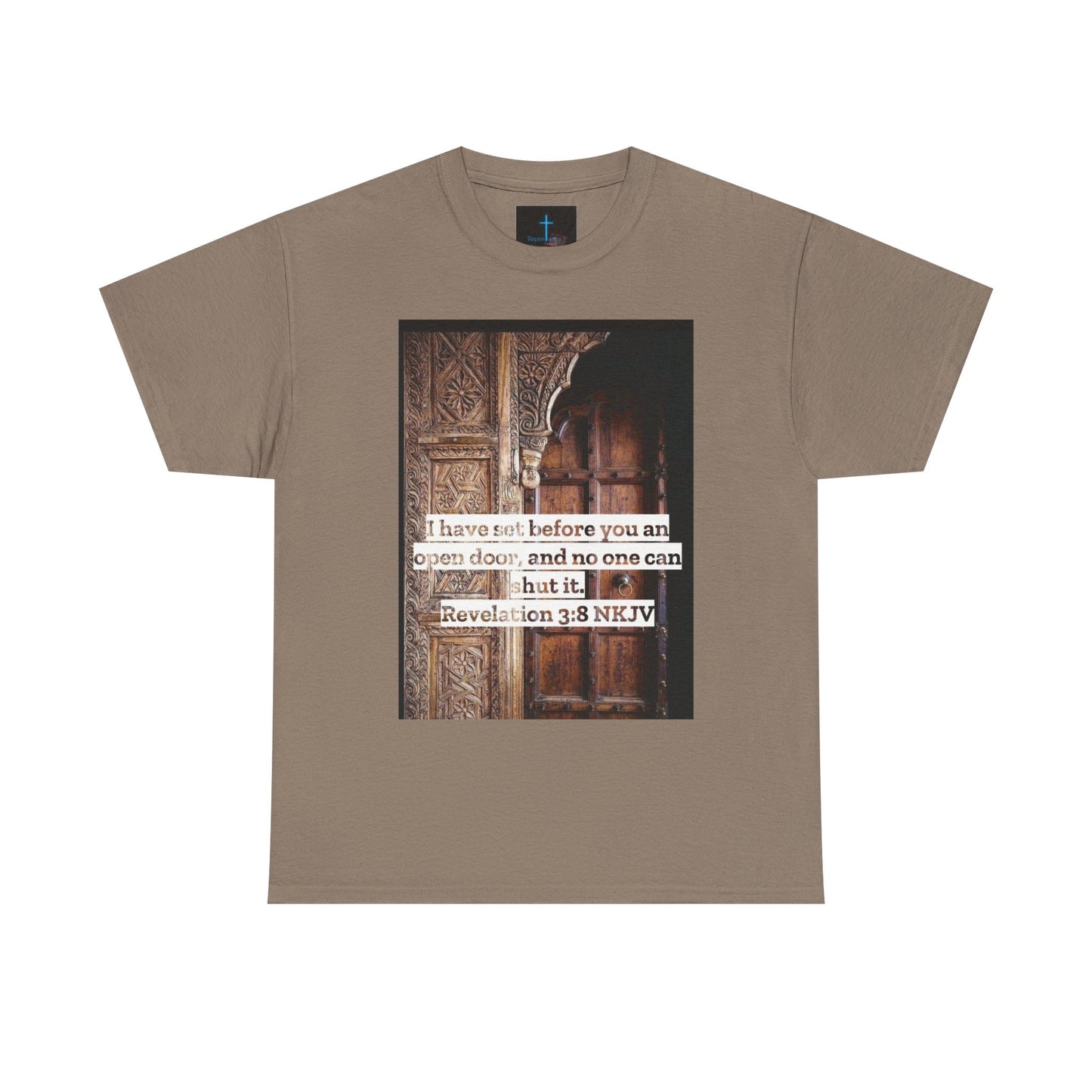 Open Door Unisex Heavy Cotton Tee - Biblical Revelation 3:8 NKJV Design