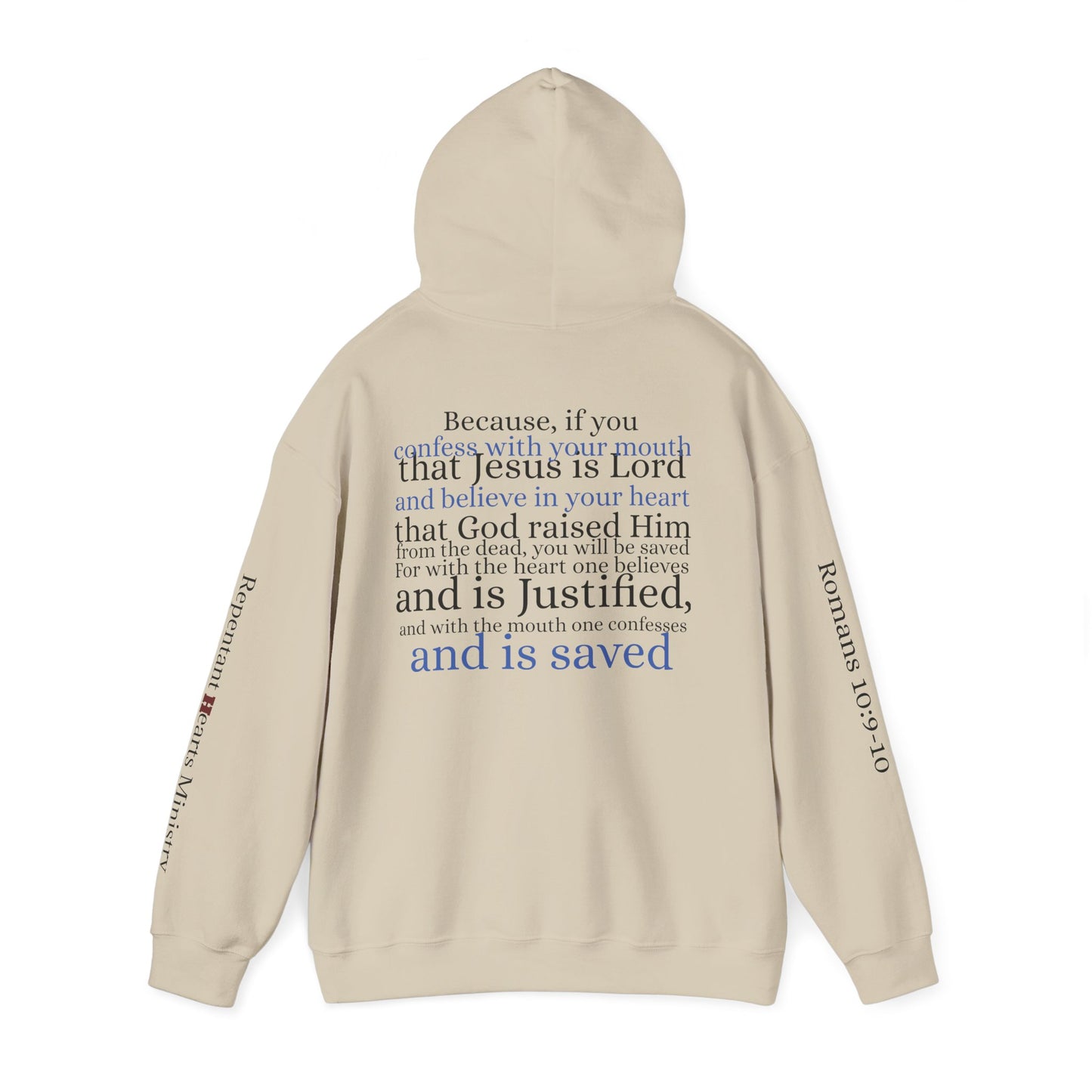Forgiveness Hoodie (Romans 10:9-10)— Christian Scripture Faith Pullover