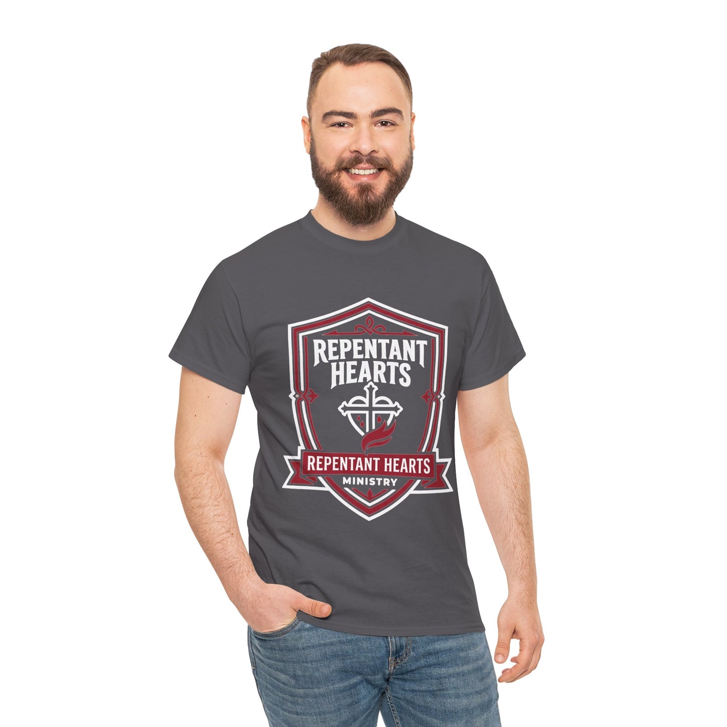 Rev 2:5 T-Shirt- Repentant Hearts Ministry Tee — RHM Logo & Menorah Back Print