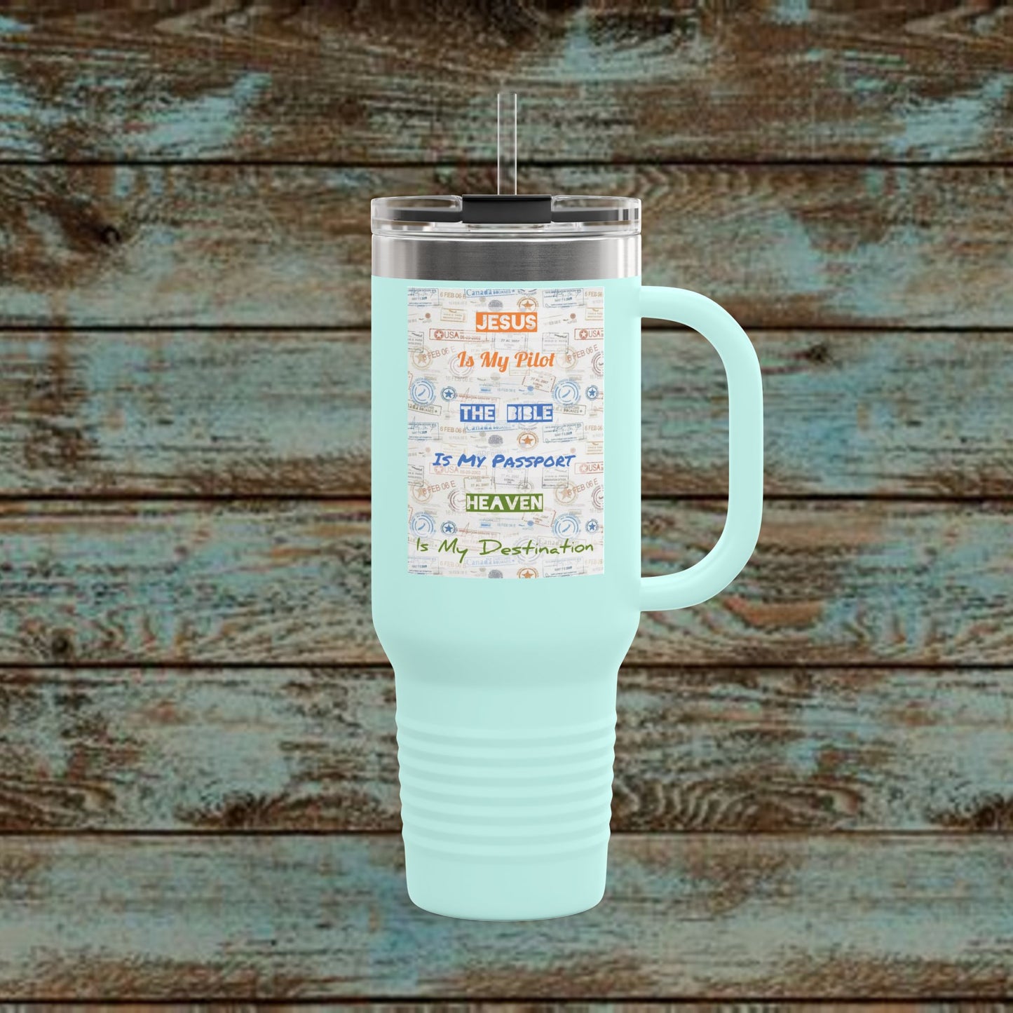 Faith Based Insulated Travel Mug – 40oz | Jesus is My Pilot Design | Perfect for Travelers & Pilots