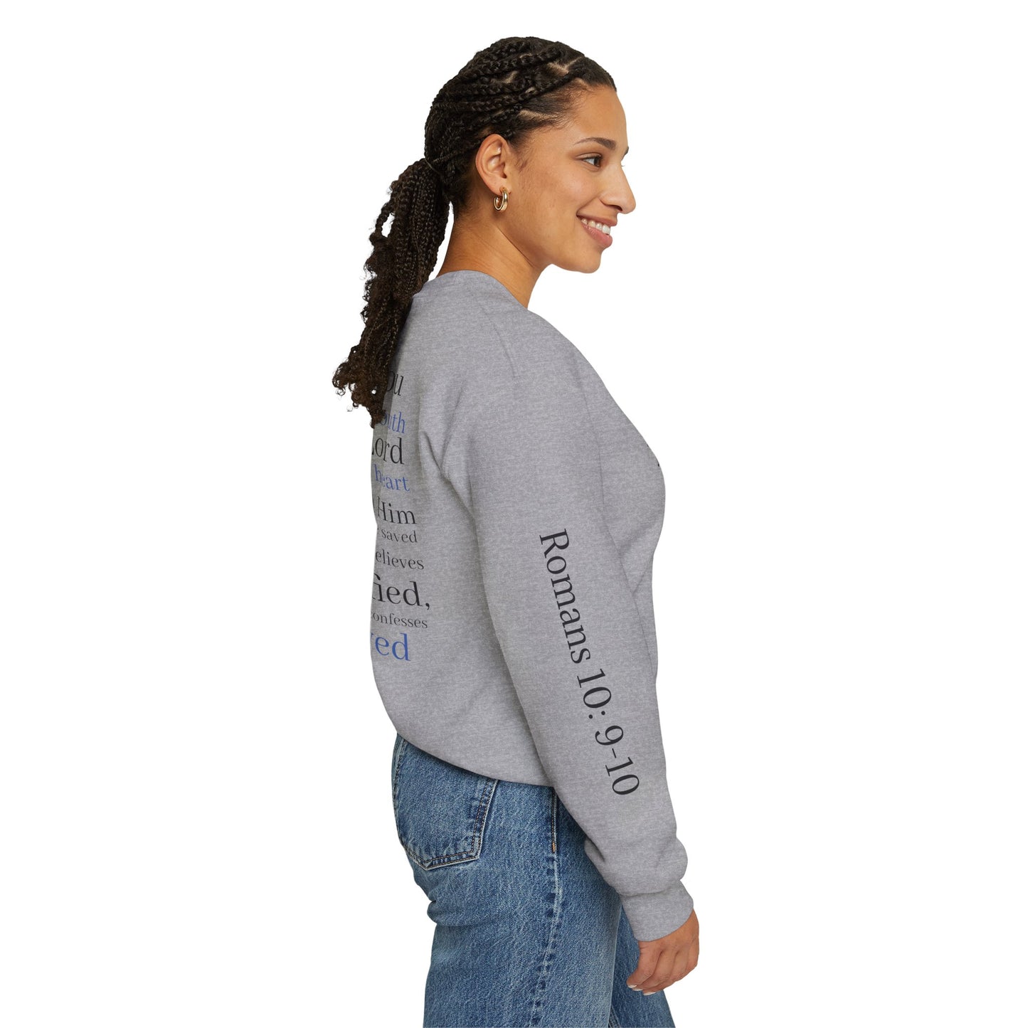 Forgiveness Crewneck Sweatshirt (Romans 10:9) — Christian Faith Verse Pullover