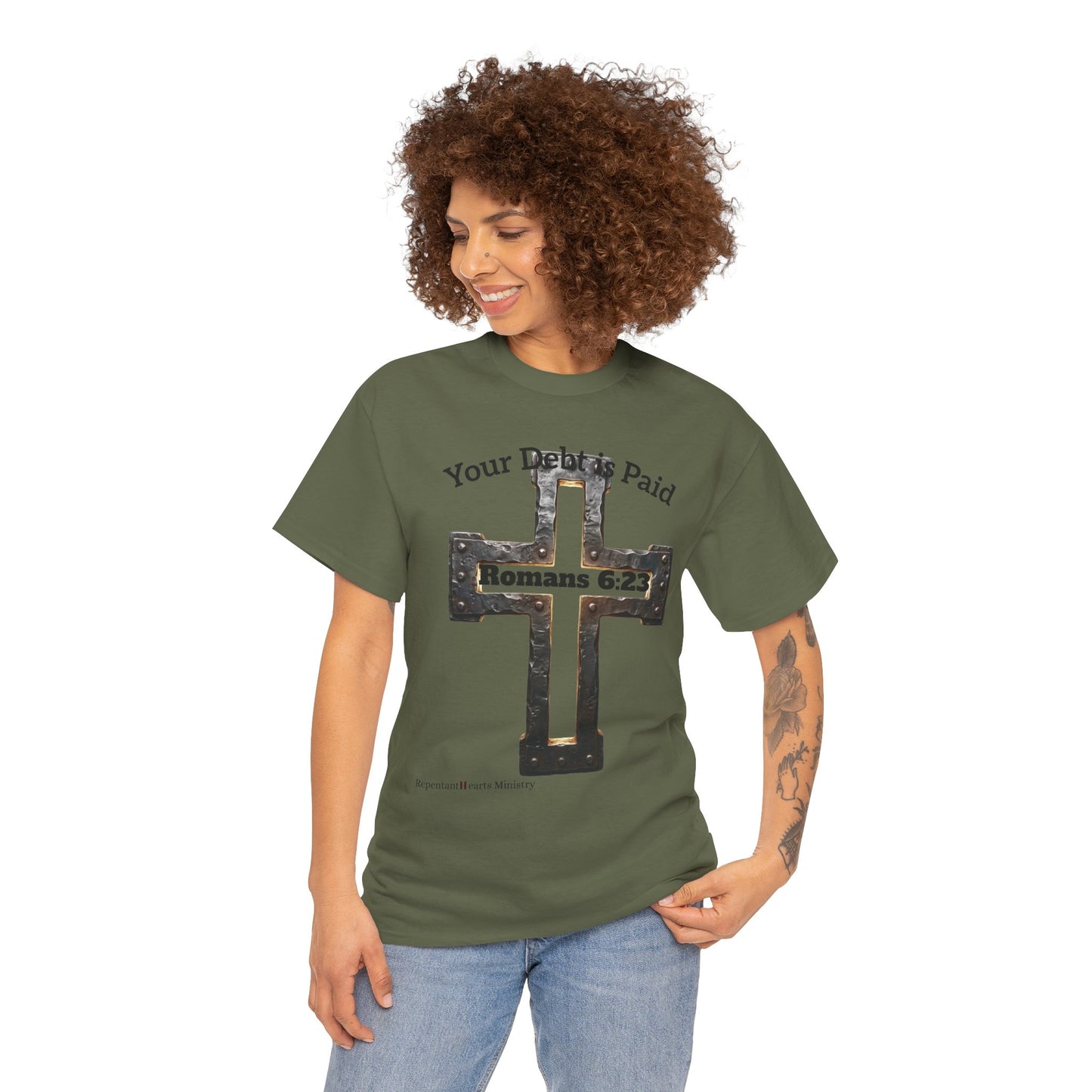 Your Debt Is Paid Romans 6:23 Inspirational- Christian Cross T-Shirt