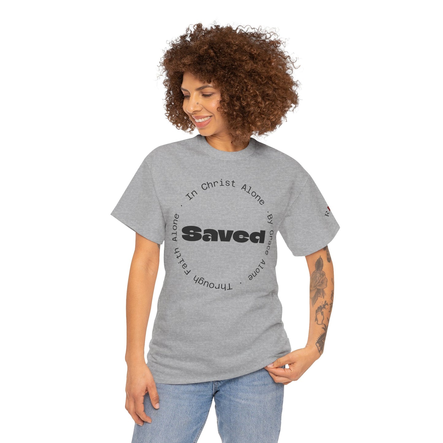 "Saved" Ephesians 2:8 T‑Shirt — Scripture back