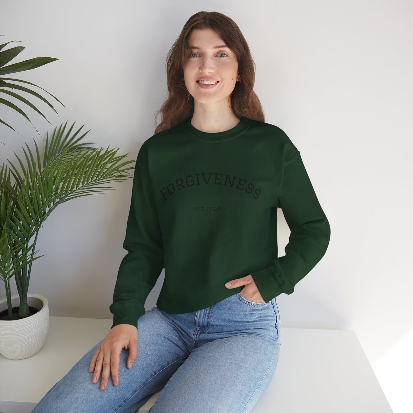 Forgiveness Crewneck Sweatshirt (Romans 10:9) — Christian Faith Verse Pullover