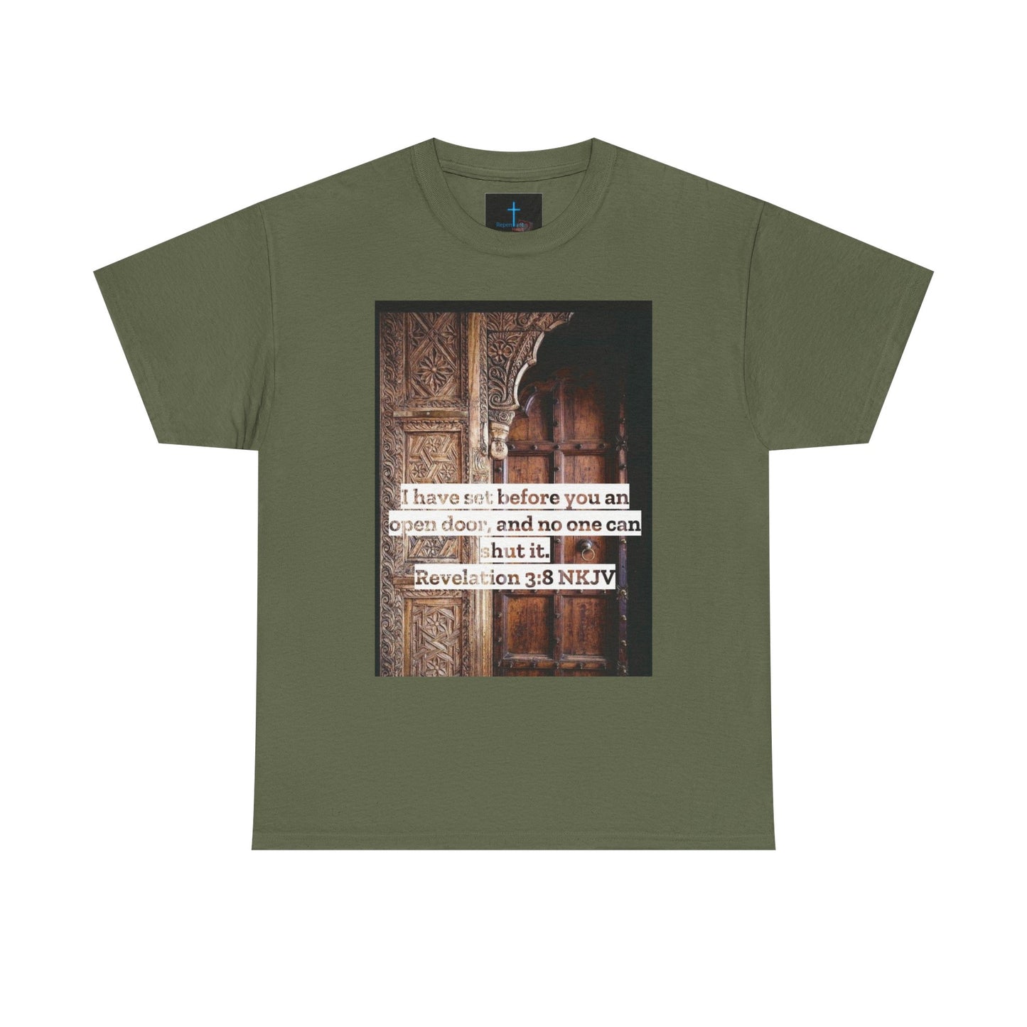 Open Door Unisex Heavy Cotton Tee - Biblical Revelation 3:8 NKJV Design