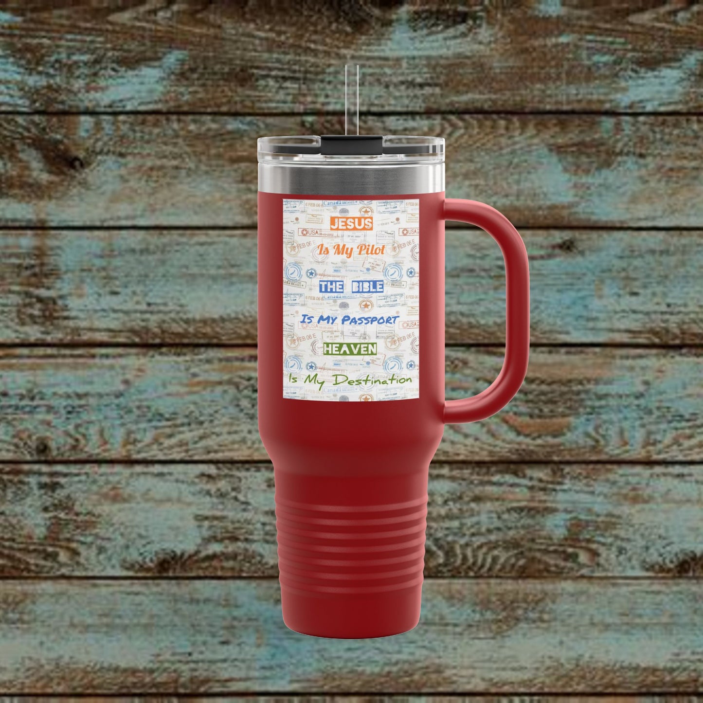 Faith Based Insulated Travel Mug – 40oz | Jesus is My Pilot Design | Perfect for Travelers & Pilots