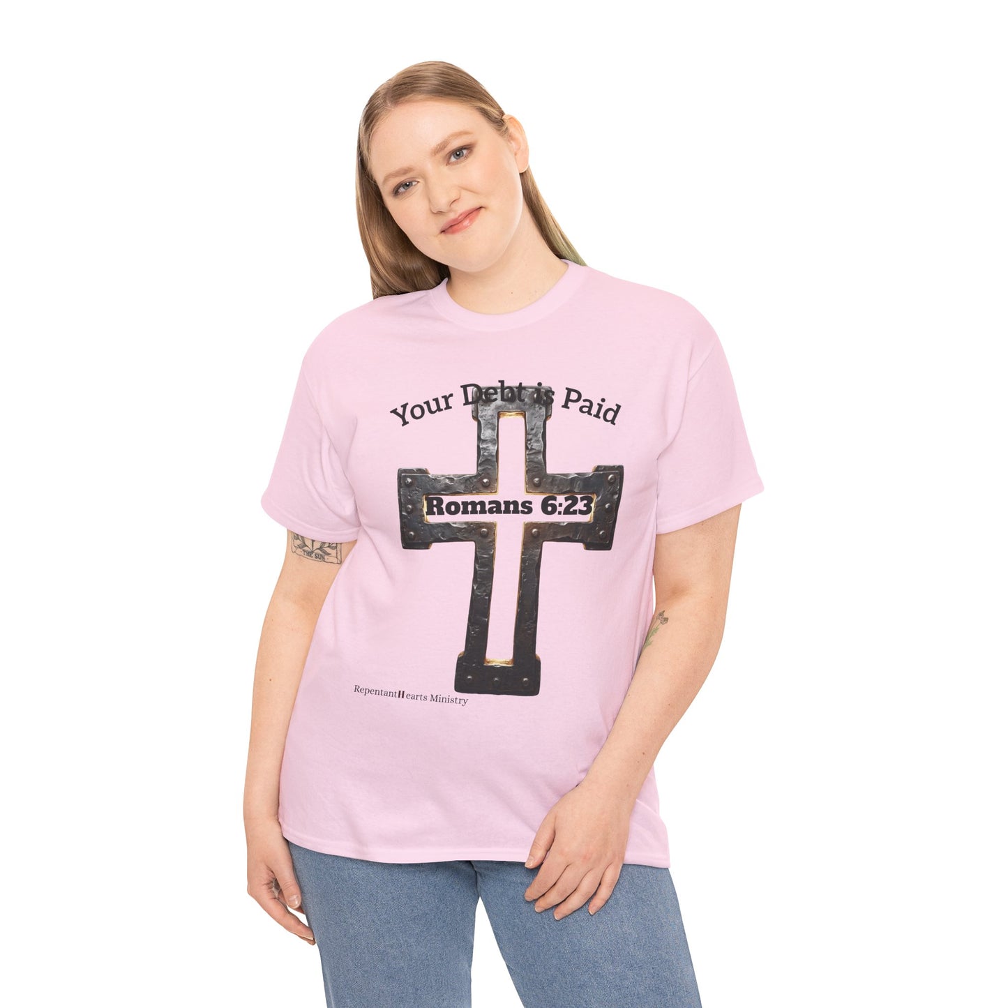 Your Debt Is Paid Romans 6:23 Inspirational- Christian Cross T-Shirt