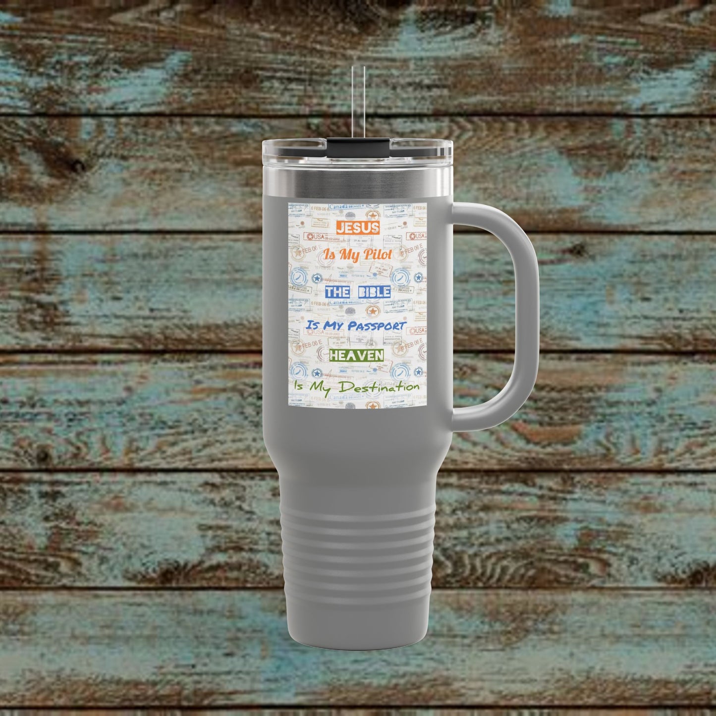 Faith Based Insulated Travel Mug – 40oz | Jesus is My Pilot Design | Perfect for Travelers & Pilots