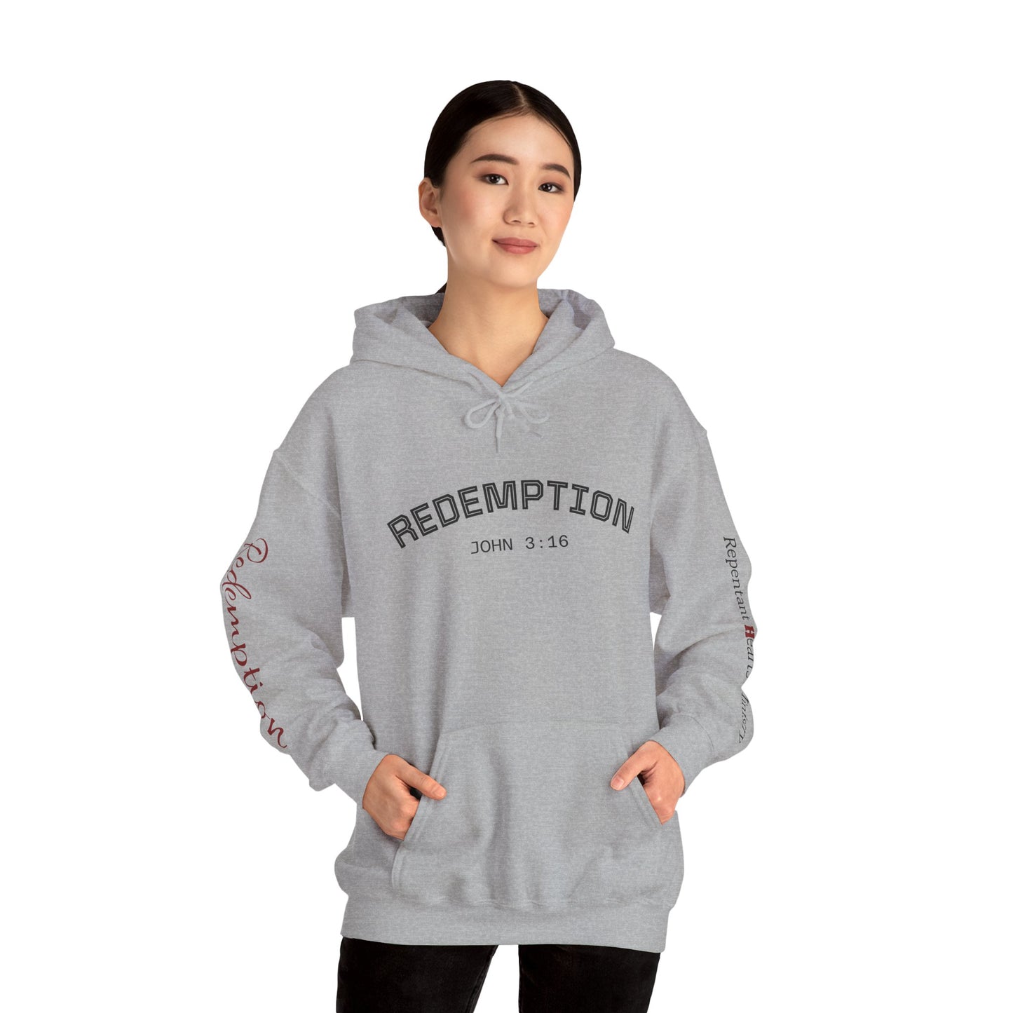 Redemption John 3:16 Hoodie — RHM Pullover with Scripture Back Print