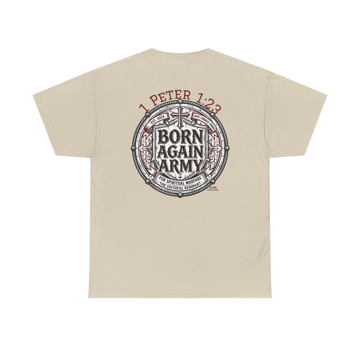 Born Again Army T-Shirt — Christian Faith Graphic Tee (1 Peter 1:23)