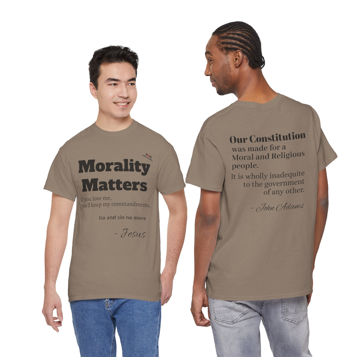 Morality Matters- Bible Scripture and John Adam's quote Unisex Heavy Cotton Tee