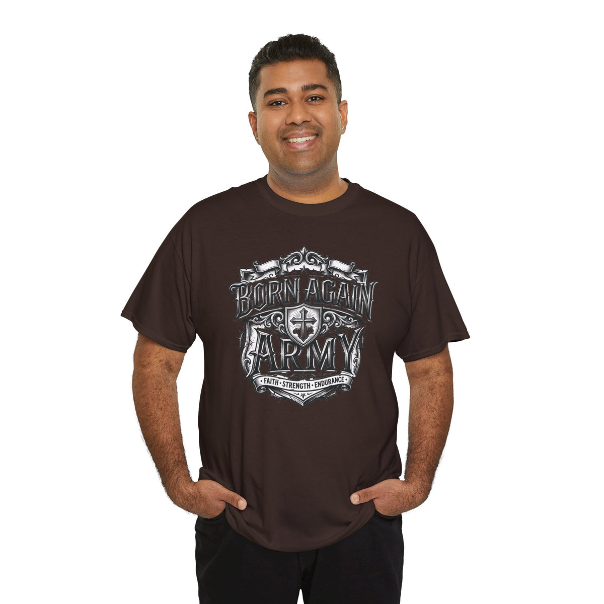 Born Again Army T-Shirt — Christian Faith Graphic Tee (1 Peter 1:23)