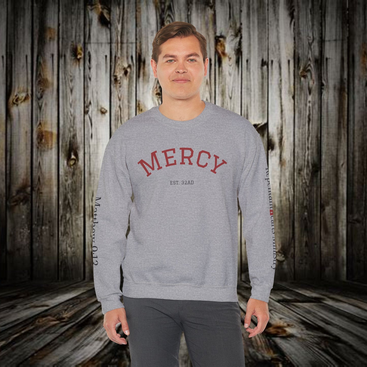 Mercy Crewneck Sweatshirt (Matthew 9:13) — "I Desire Mercy, Not Sacrifice" Inspirational Bible Verse Sweatshirt