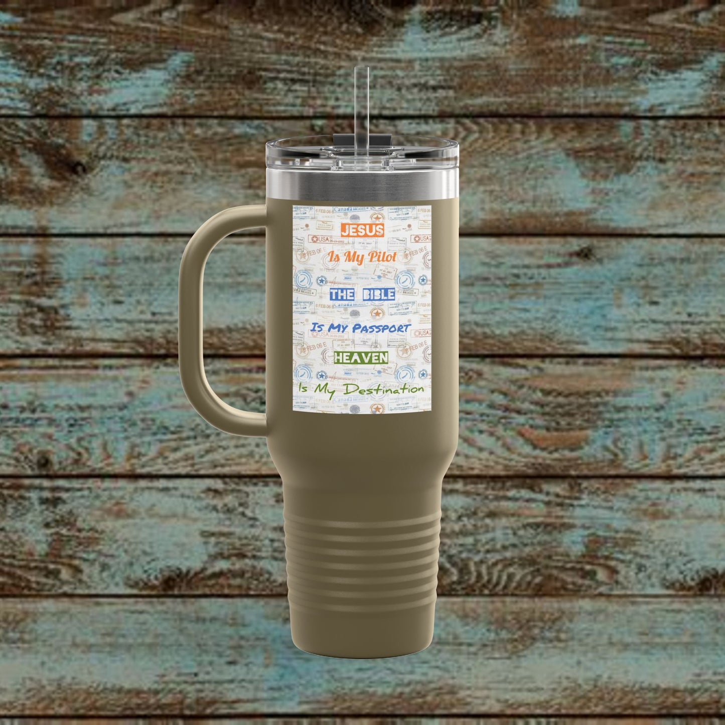 Faith Based Insulated Travel Mug – 40oz | Jesus is My Pilot Design | Perfect for Travelers & Pilots
